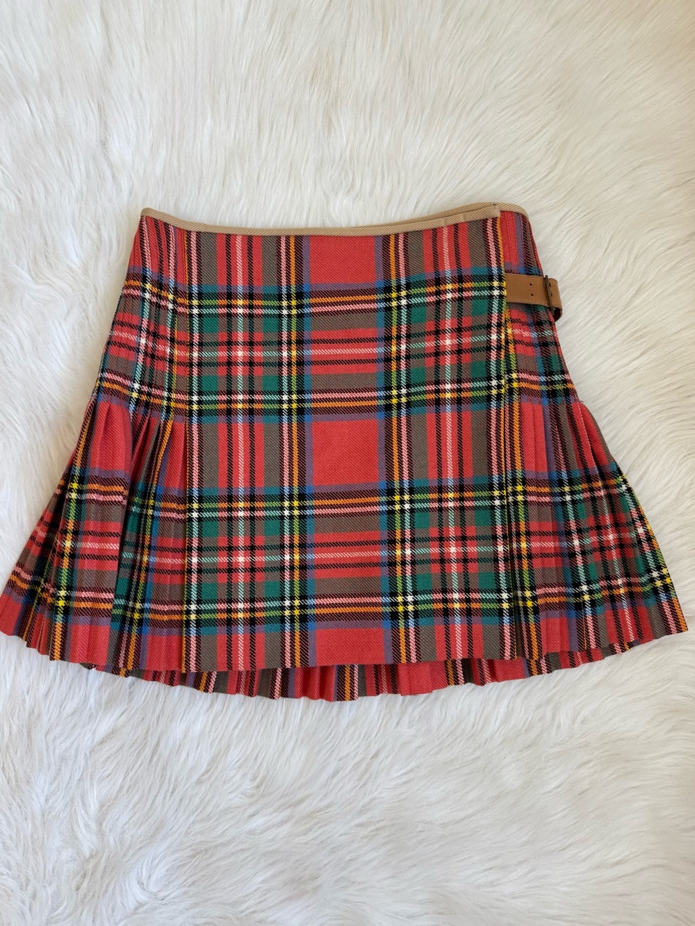 Chloe Red Plaid Pleated Mini Skirt Red